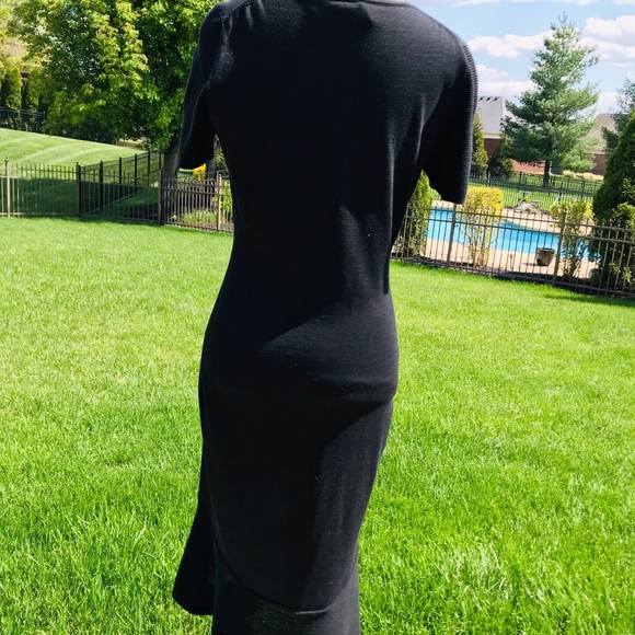 Black knit Elie Tahari trumpet dress - Picture 2 of 6